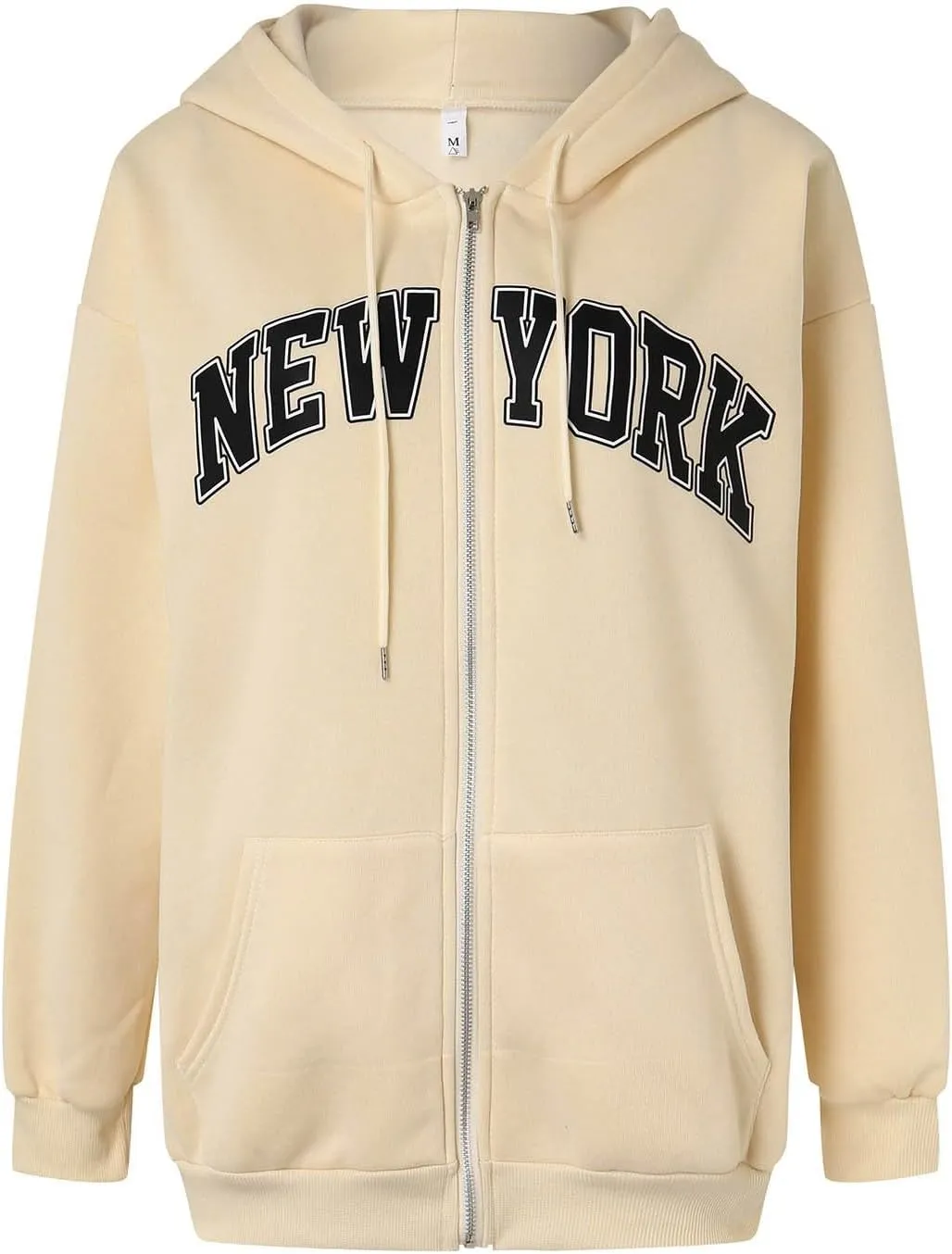 NEW YORK Letter Graphic Hoodies Sweatshirts for Women Zip Up Fall Drawstring Hoodie Jackets Y2K Clothes With Pockets