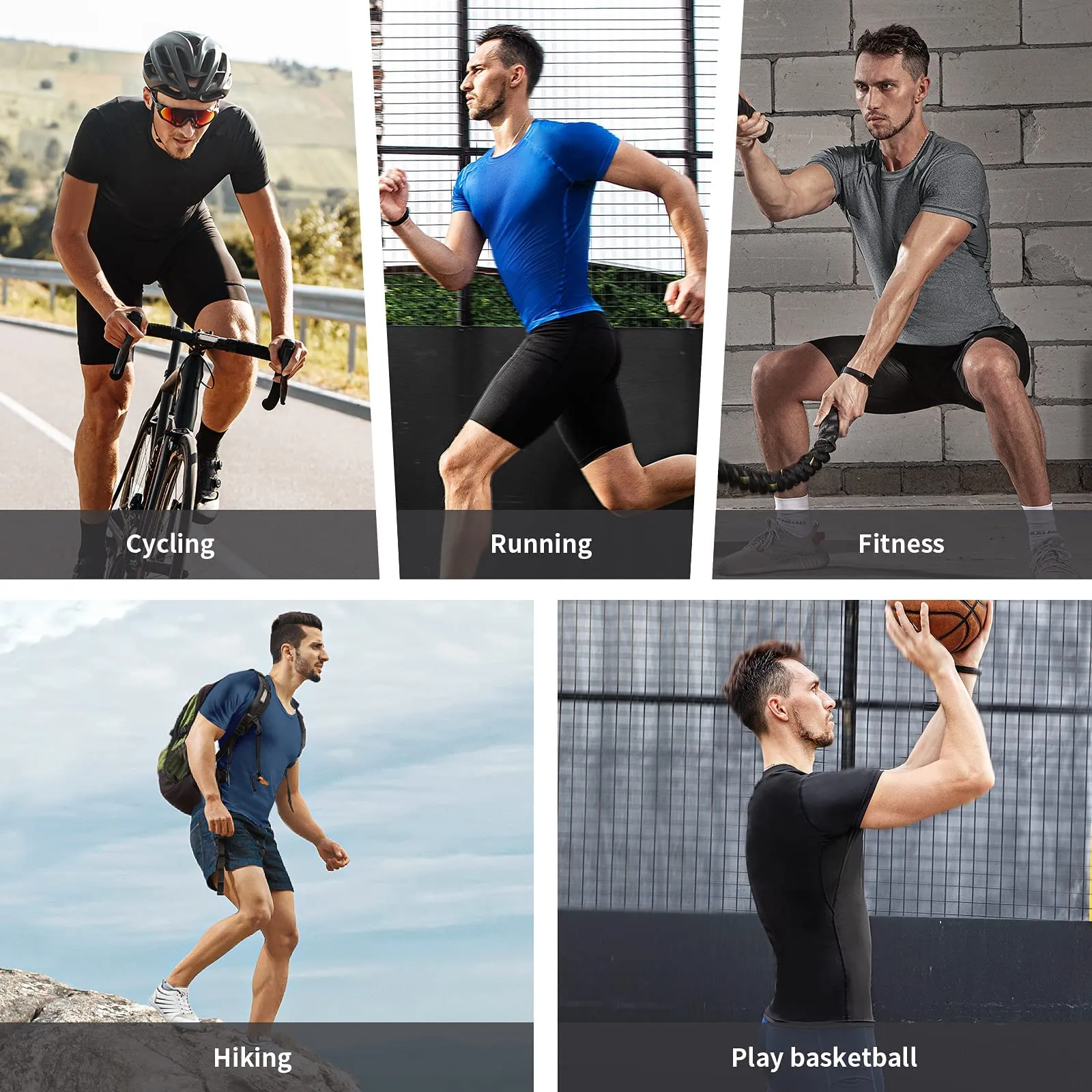 Niksa 3 Pack Tee Shirt Compression Homme Manches Courtes Tshirt Running Homme Vetement de Fitness Gym Compression Maillot T-Shirt Baselayer pour Sports Jogging Musculation Gym