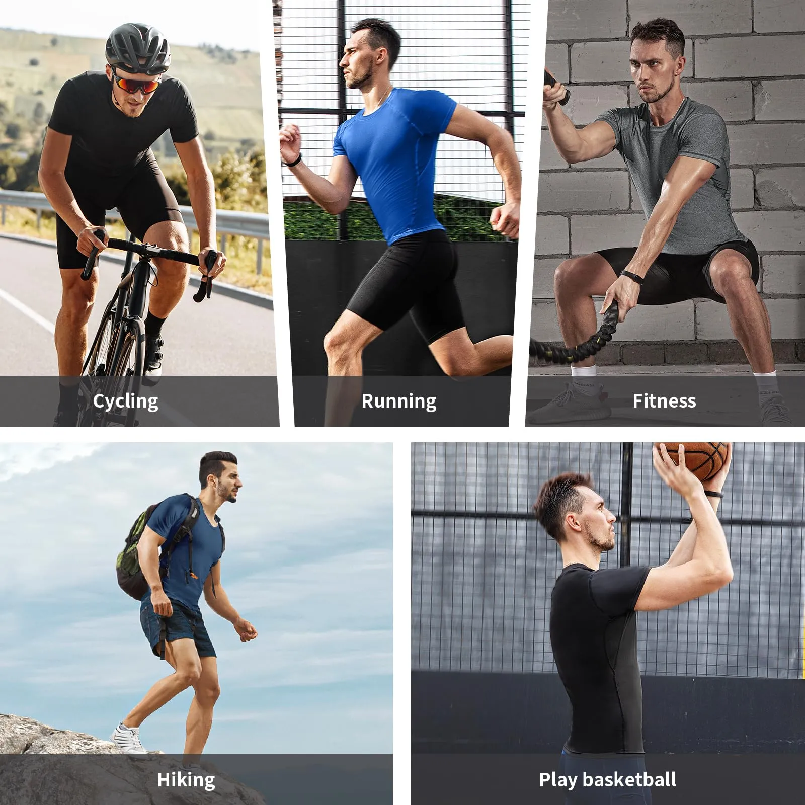 Niksa 3 Pack Tee Shirt Compression Homme Manches Courtes Tshirt Running Homme Vetement de Fitness Gym Compression Maillot T-Shirt Baselayer pour Sports Jogging Musculation Gym