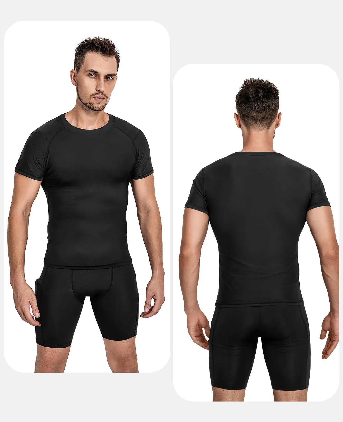 Niksa 3 Pack Tee Shirt Compression Homme Manches Courtes Tshirt Running Homme Vetement de Fitness Gym Compression Maillot T-Shirt Baselayer pour Sports Jogging Musculation Gym