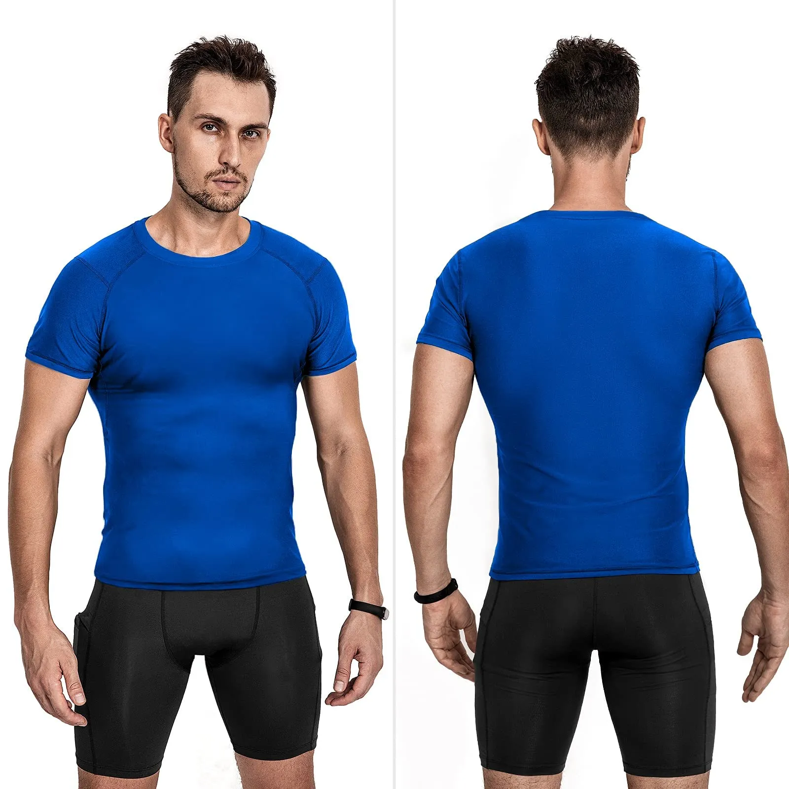 Niksa 3 Pack Tee Shirt Compression Homme Manches Courtes Tshirt Running Homme Vetement de Fitness Gym Compression Maillot T-Shirt Baselayer pour Sports Jogging Musculation Gym