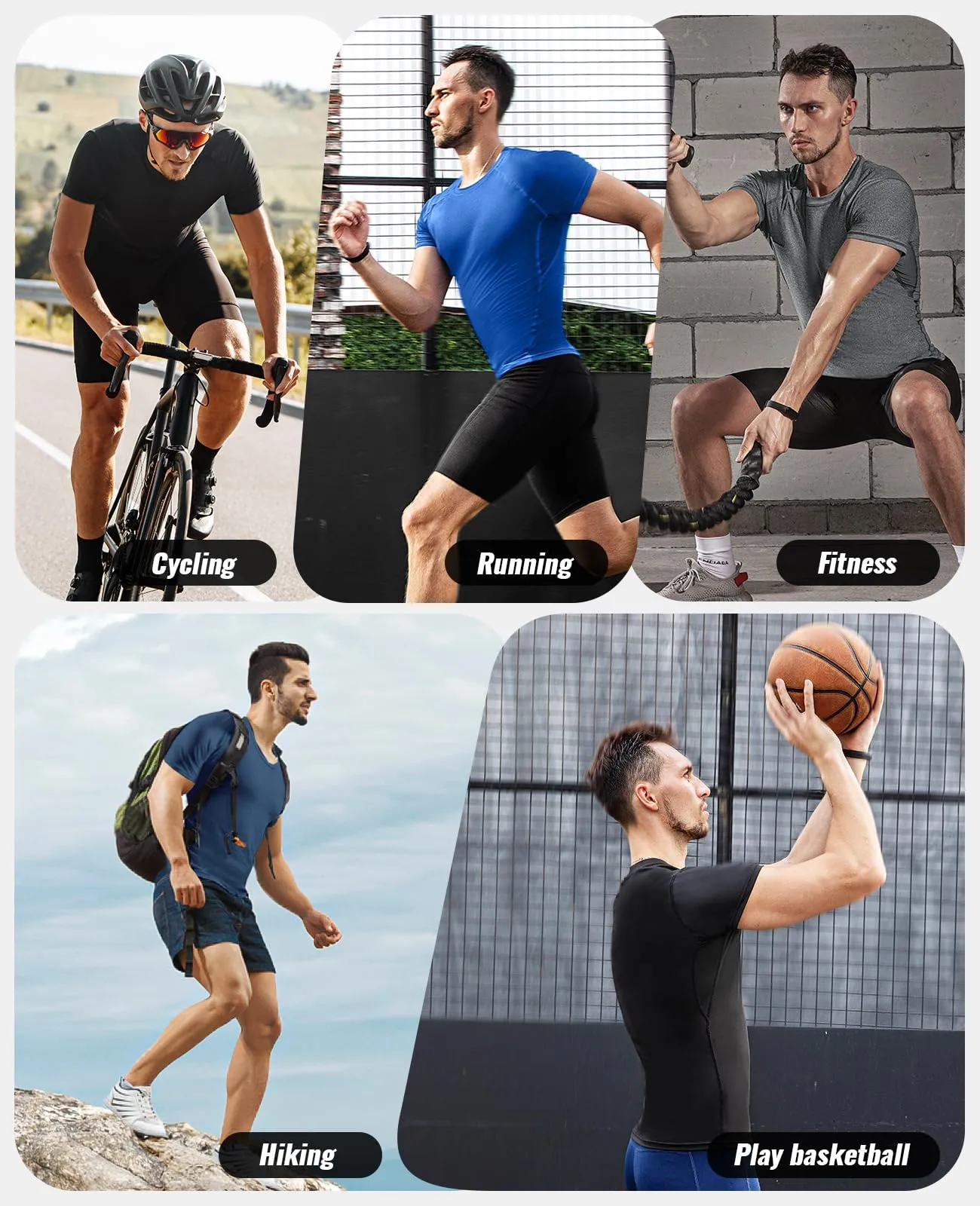 Niksa 3 Pack Tee Shirt Compression Homme Manches Courtes Tshirt Running Homme Vetement de Fitness Gym Compression Maillot T-Shirt Baselayer pour Sports Jogging Musculation Gym