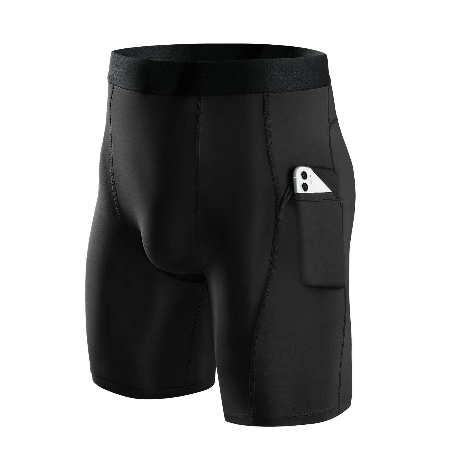 Niksa Lot de 3 Shorts de Compression pour Hommes Short de Compression  Schage Rapide et Respirant Short de Sport Ajust avec Poches pour Tlphone Portable Short de Course Basique pour Le Cyclisme