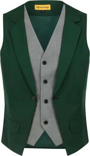 Oliver George Men's Layered Formal Solid Formal Tuxedo Dress Vest Waistcoat Business Vest for Suit or Tuxedo