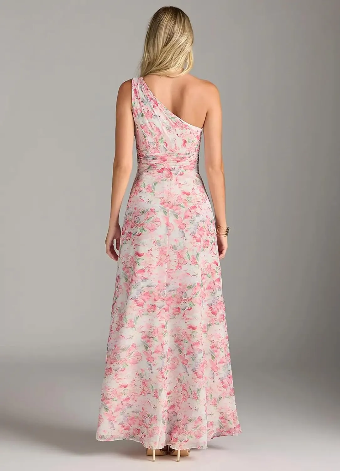 One Shoulder Bridesmaid Dresses for Women Chiffon A Line Long Formal Evening Dresses NO134