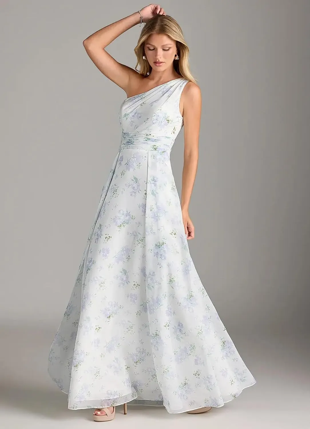 One Shoulder Bridesmaid Dresses for Women Chiffon A Line Long Formal Evening Dresses NO134