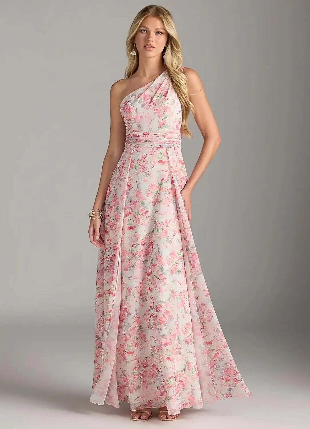 One Shoulder Bridesmaid Dresses for Women Chiffon A Line Long Formal Evening Dresses NO134