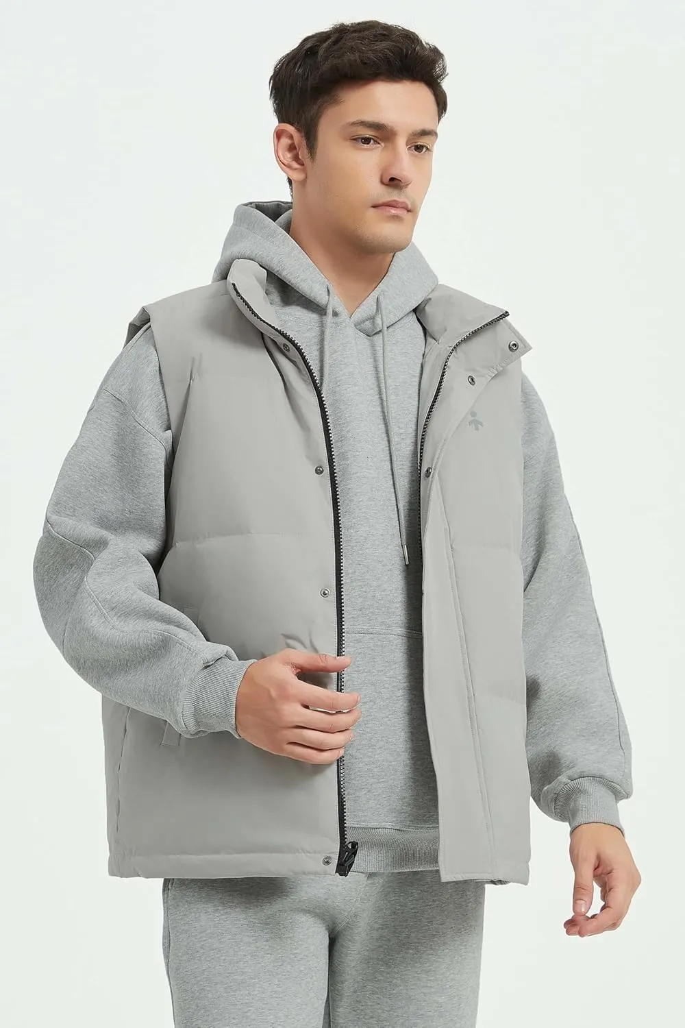 Orolay Men's Down Vest Winter Puffer Warm Vest Zip Up Stand Collar Quilted Sleeveless Jacket with Pockets