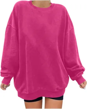 Oversized Drop Shoulder Sweatshirts for Women Teen Girls Fall y2k Clothes Long Sleeve Crewneck Pullover Tops