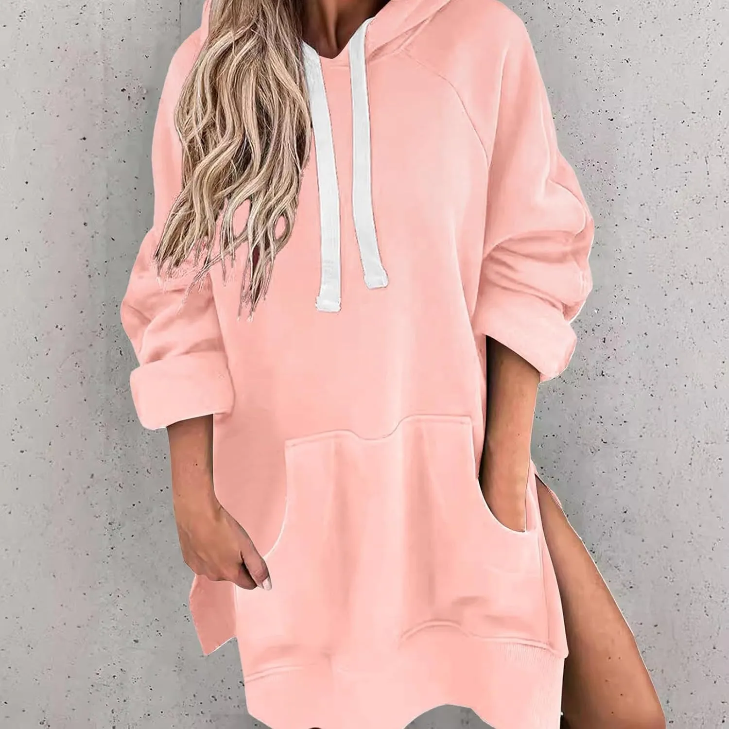 Oversized Hoodie Woman Long Sleeve Sweatshirts V Neck Fall Clothes Women Long Sleeve Hoodie 2024 Winter Clothes