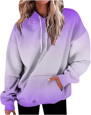 Oversized Hoodies For Women Fall Fashion 2023 Drop Shoulder Long Sleeve Hooded Sweatshirt Gradient Color y2k Clothes