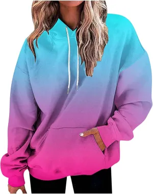 Oversized Hoodies For Women Fall Fashion 2023 Drop Shoulder Long Sleeve Hooded Sweatshirt Gradient Color y2k Clothes