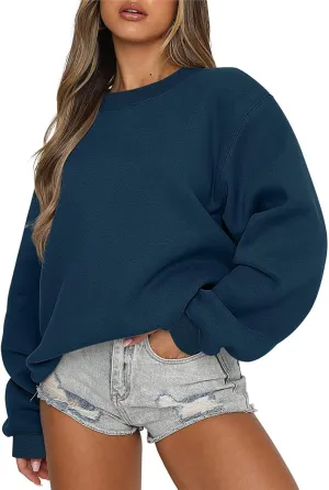 Oversized Sweatshirt for Women Fall Fashion 2024 Crewneck Pullover Tops Loose Casual Preppy Winter Clothes Outfits