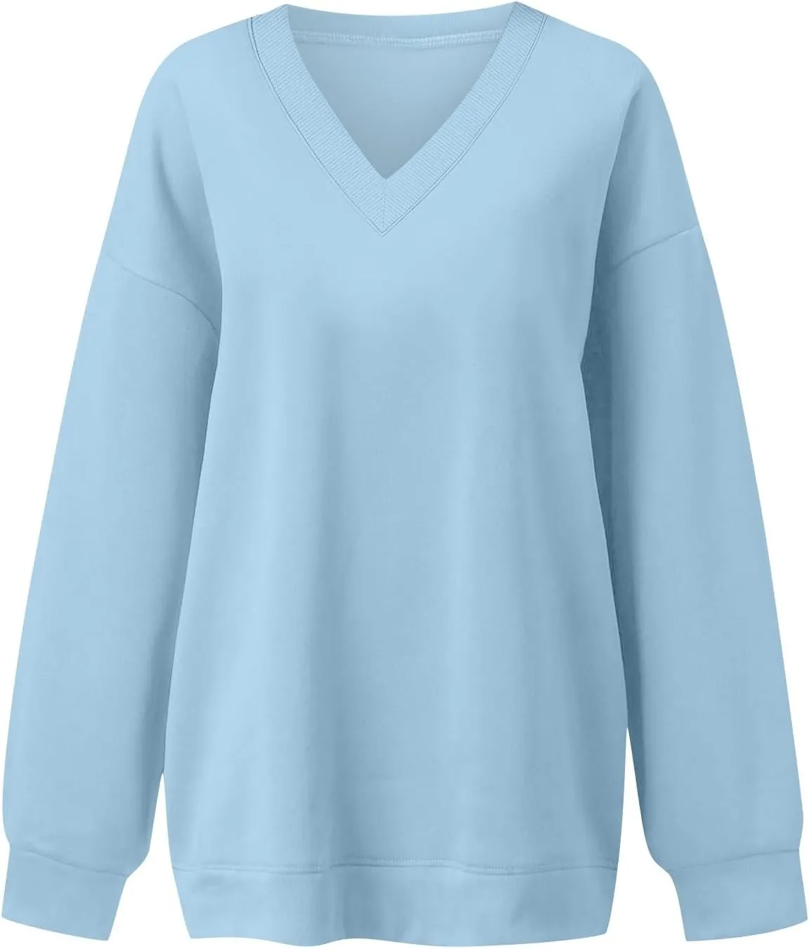 Oversized Sweatshirt for Women Fleece Hoodies Pullover V Neck Long Sleeve Shirts Sweatshirt No Hood Loose Fitting Tops