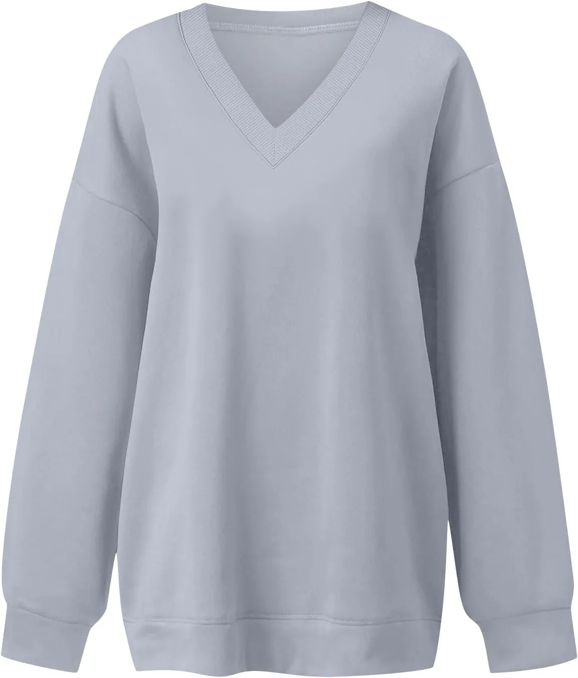 Oversized Sweatshirt for Women Fleece Hoodies Pullover V Neck Long Sleeve Shirts Sweatshirt No Hood Loose Fitting Tops