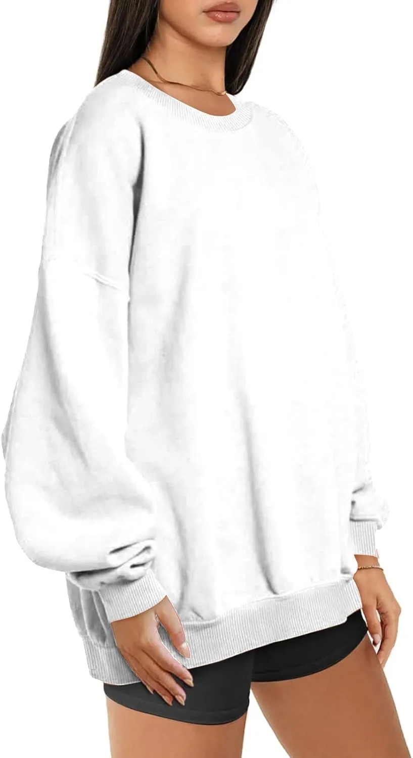 Oversized Sweatshirts for Women Long Sleeve Crew Neck Pullover Casual Loose Silod Color Fleece Tops Sweaters
