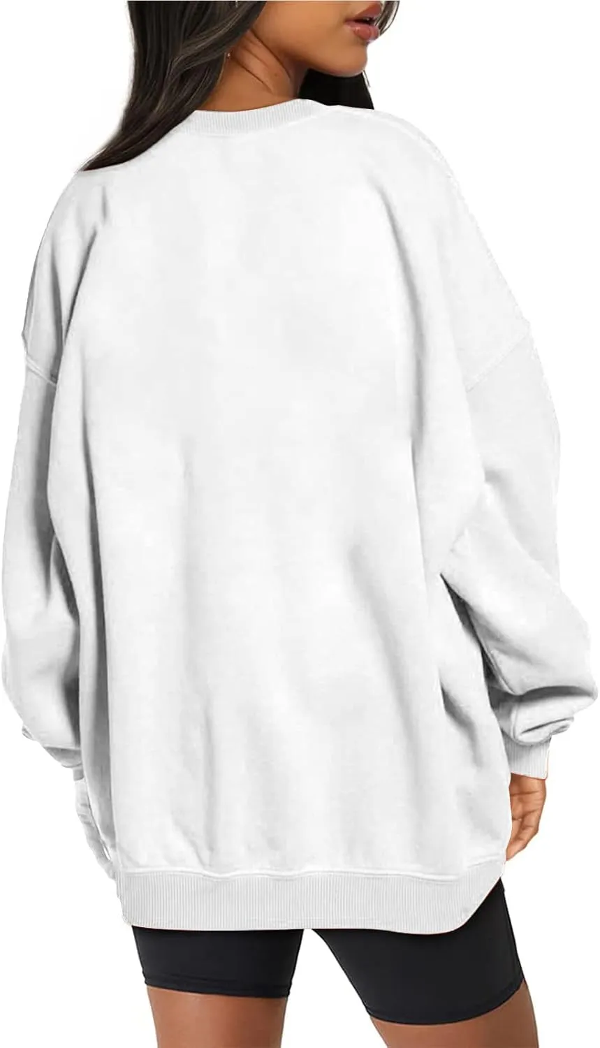 Oversized Sweatshirts for Women Long Sleeve Crew Neck Pullover Casual Loose Silod Color Fleece Tops Sweaters