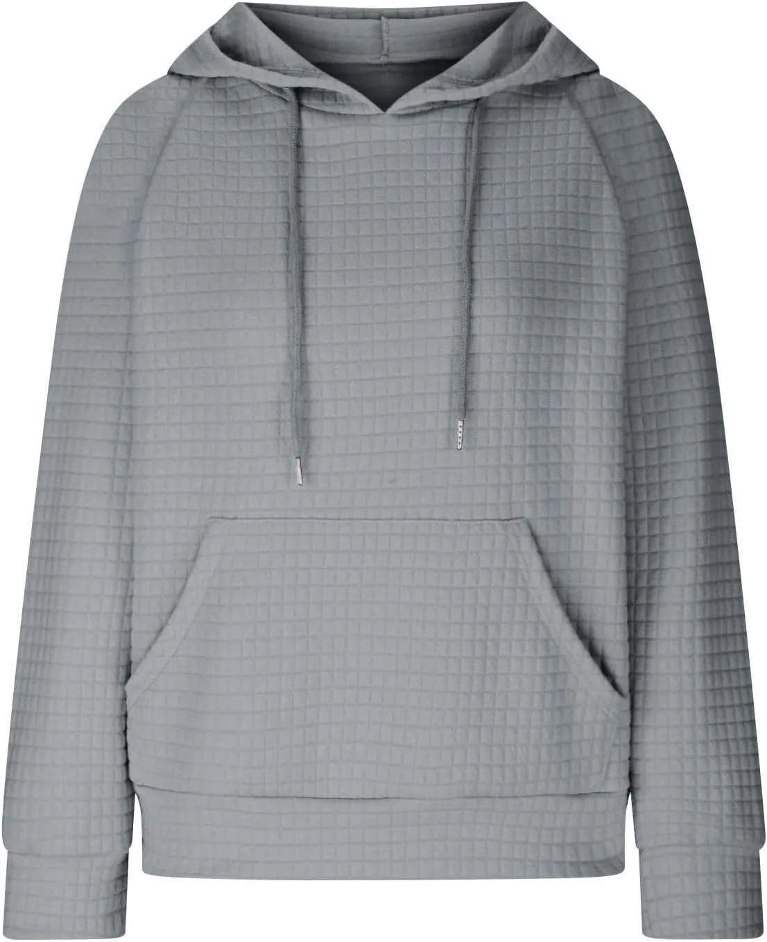 Oversized Waffle Knit Hoodie Sweatshirts for Women Causal Fall Fashion Clothes Solid Drawstring Pullover Hoodies