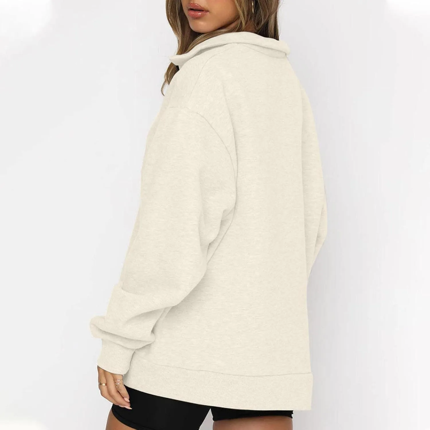 Oversized Zip Up Sweatshirts For Women 2023 Fall Fashion Outfits Casual Quarter Zip Long Sleeve Pullover Hoodies