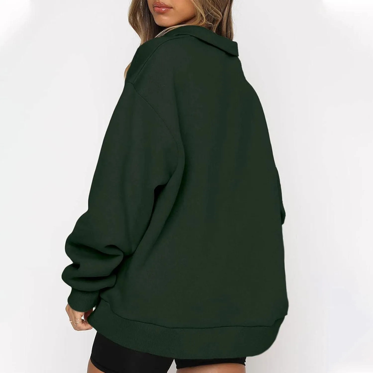 Oversized Zip Up Sweatshirts For Women 2023 Fall Fashion Outfits Casual Quarter Zip Long Sleeve Pullover Hoodies