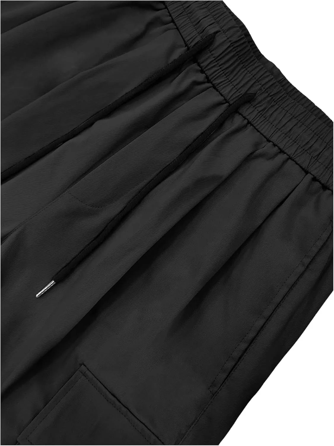 OYOANGLE Men's Drawstring Elastic Waist Flap Pockets Streetwear Baggy Cargo Pants Joggers Hiking Trousers
