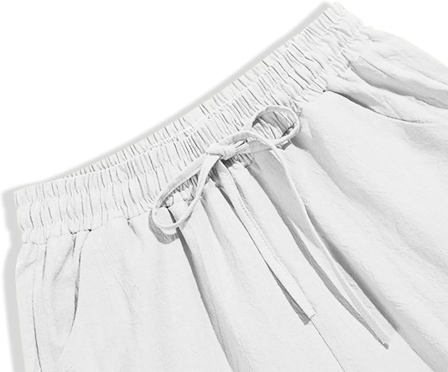 Pants for Women Cotton Linen Casual Summer 2025 Straight Wide Leg Loose Drawstring Elastic Waist Linen Trouser