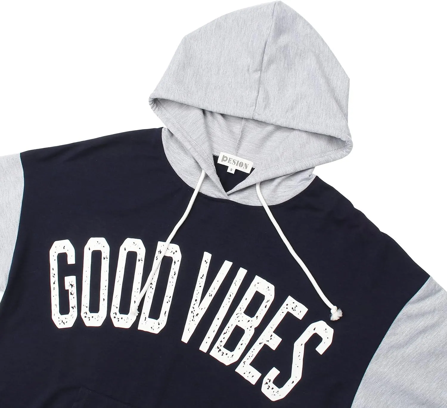 PESION Womens Pullover Hoodies Oversized Graphic Color Block Novelty Hoodie Sweatshirts with Pockets