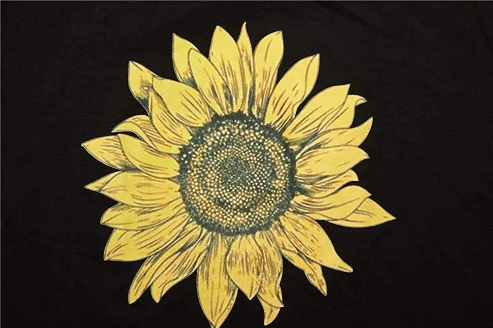 Pfvkeree Women's Sunflower Graphic T Shirt Cute Funny Long Sleeve Casual Cotton Tee Tops