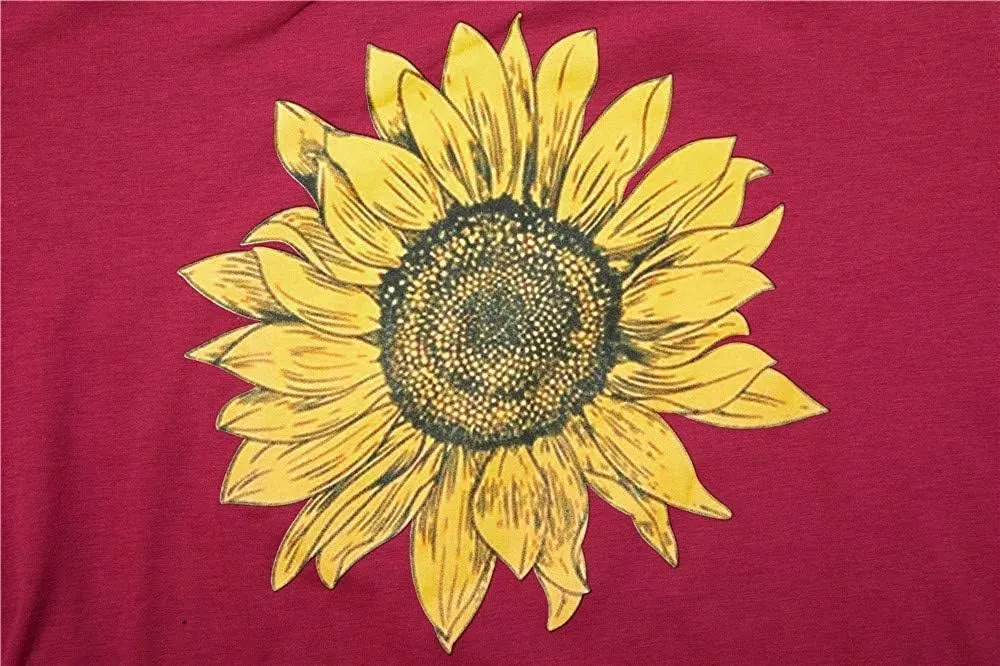 Pfvkeree Women's Sunflower Graphic T Shirt Cute Funny Long Sleeve Casual Cotton Tee Tops