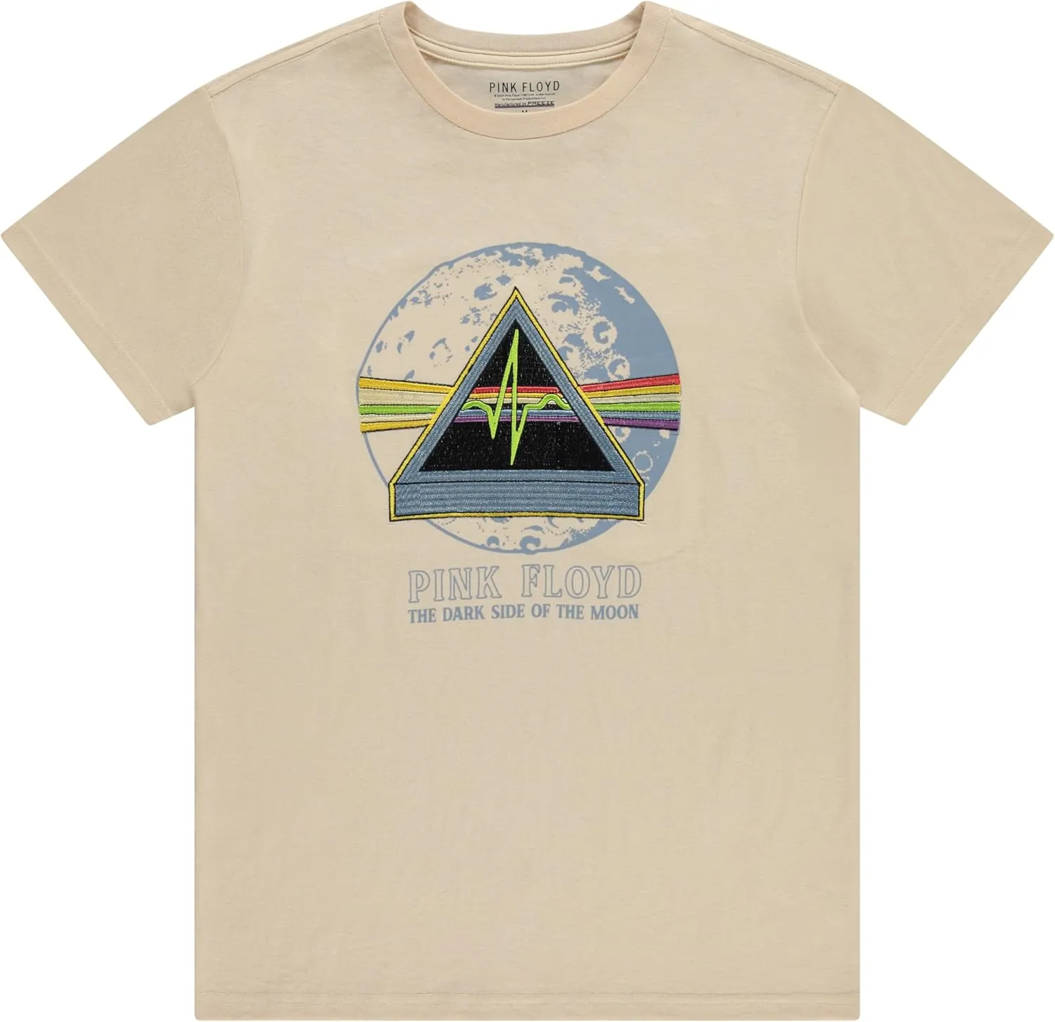 Pink Floyd Mens Rock Shirt Dark Side of The Moon - Classic Vintage Tour Tee (Natural