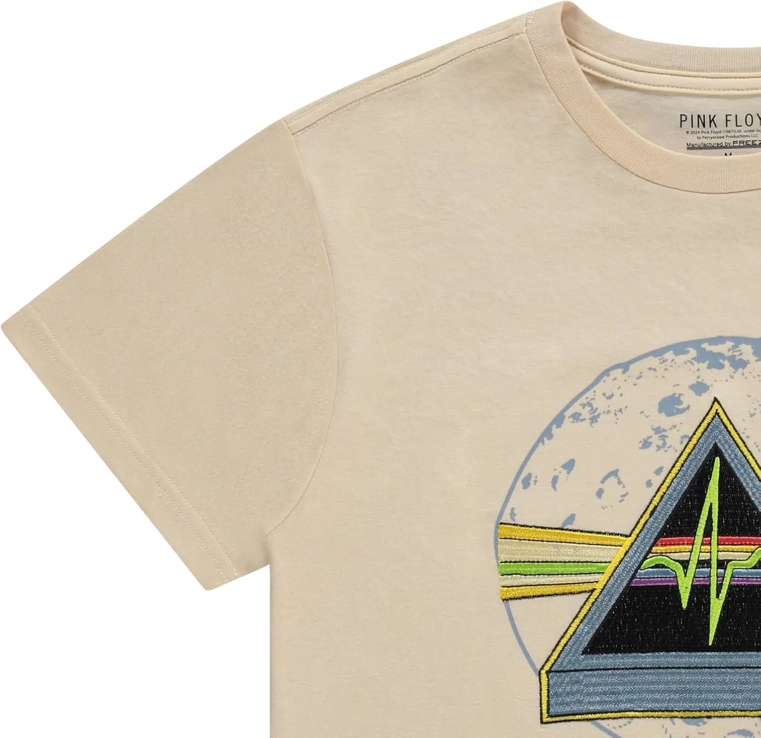 Pink Floyd Mens Rock Shirt Dark Side of The Moon - Classic Vintage Tour Tee (Natural