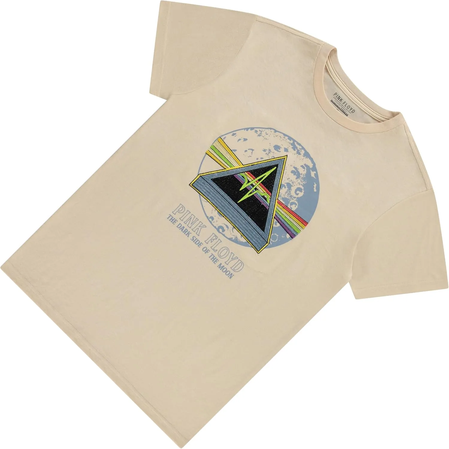Pink Floyd Mens Rock Shirt Dark Side of The Moon - Classic Vintage Tour Tee (Natural