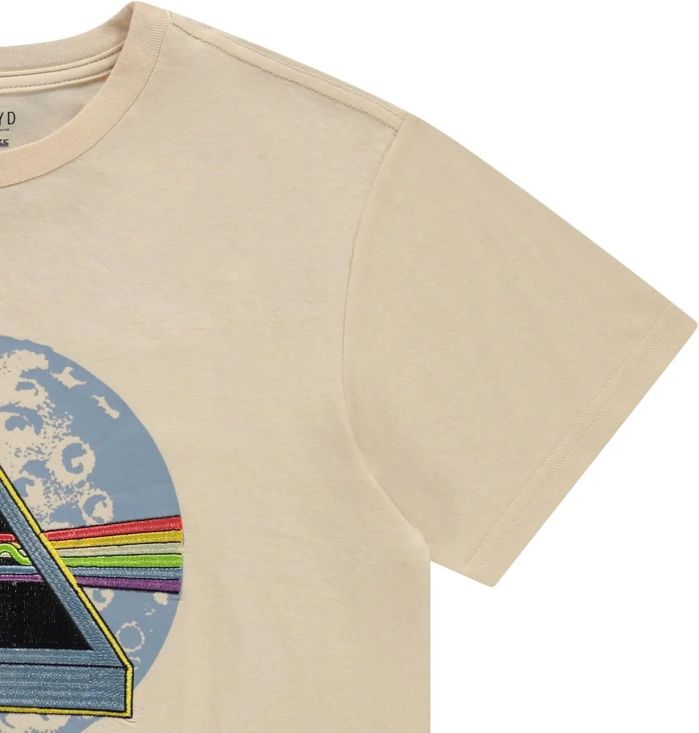 Pink Floyd Mens Rock Shirt Dark Side of The Moon - Classic Vintage Tour Tee (Natural