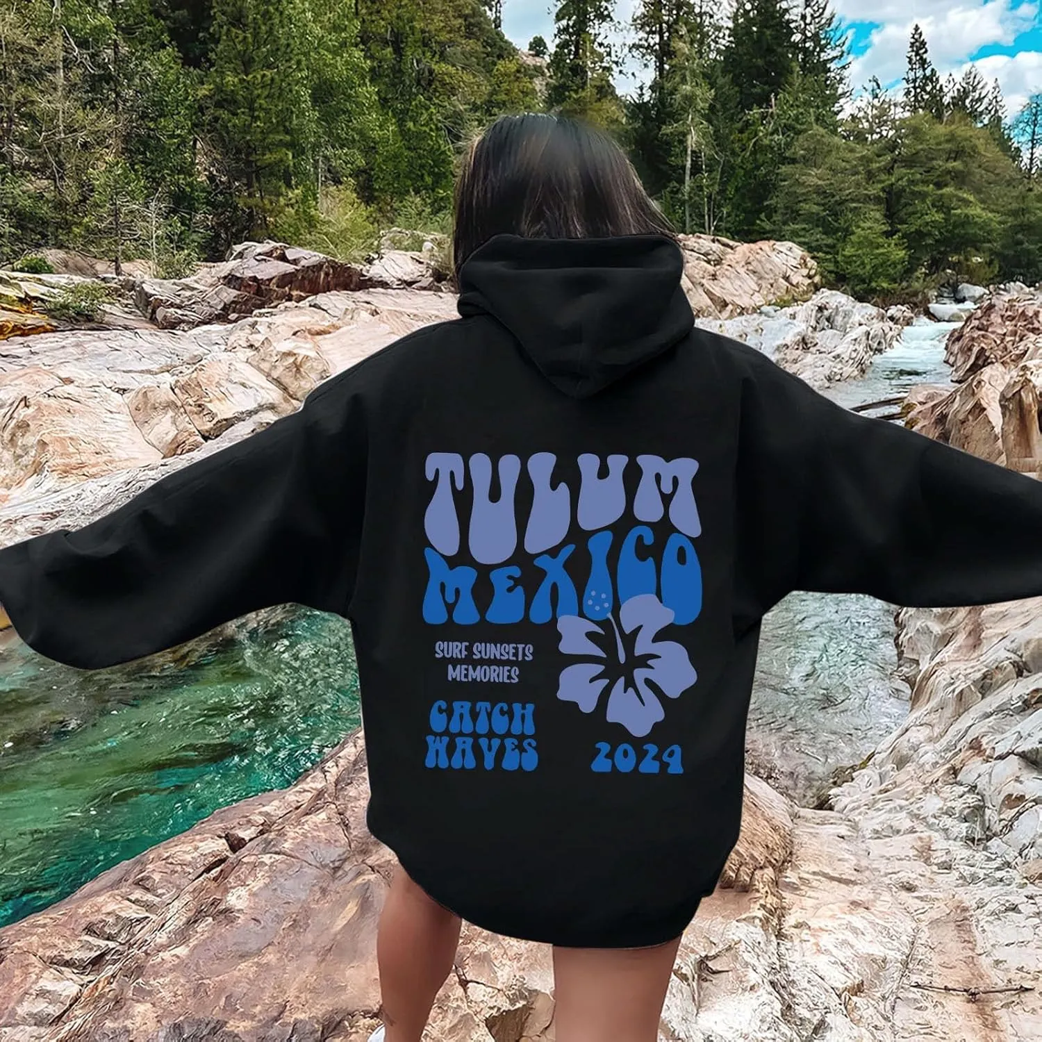 Pink Hoodie Womens Long Sleeve Sweatshirt Trendy Graphic Drawstring Pullover Fall Winter Outfits Y2K Clothes