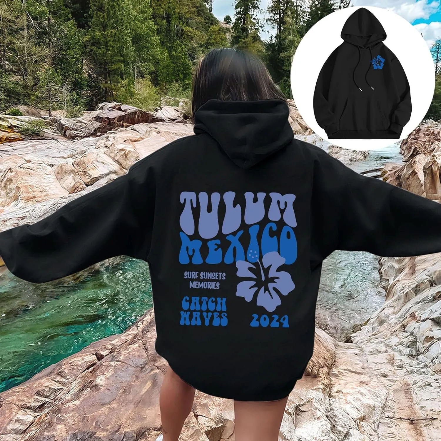 Pink Hoodie Womens Long Sleeve Sweatshirt Trendy Graphic Drawstring Pullover Fall Winter Outfits Y2K Clothes