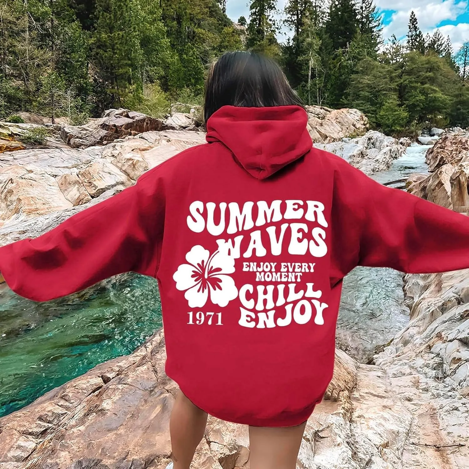 Pink Palm Puff Hoodie Letter Print Y2k Sweatshirt Trendy Preppy Sweatshirts for Teen Girls Cute Clothes