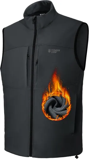 Pioneer Camp Mens Outerwear Golf Softshell Vest Windproof Fleece-Lined Lightweight Sleeveless Jacket for Travel Hiking