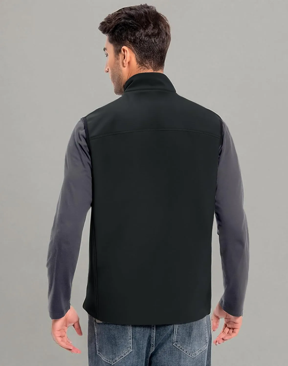Pioneer Camp Mens Outerwear Golf Softshell Vest Windproof Fleece-Lined Lightweight Sleeveless Jacket for Travel Hiking