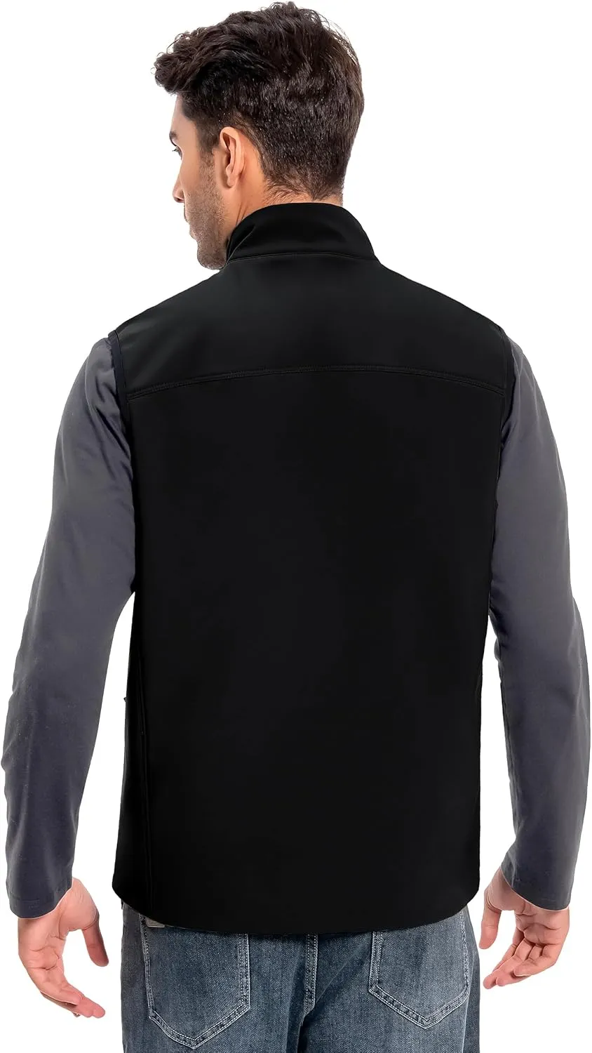 Pioneer Camp Mens Outerwear Golf Softshell Vest Windproof Fleece-Lined Lightweight Sleeveless Jacket for Travel Hiking