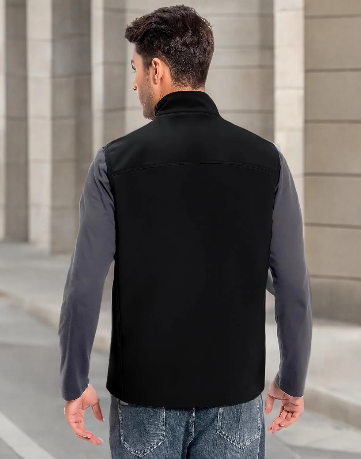 Pioneer Camp Mens Outerwear Golf Softshell Vest Windproof Fleece-Lined Lightweight Sleeveless Jacket for Travel Hiking
