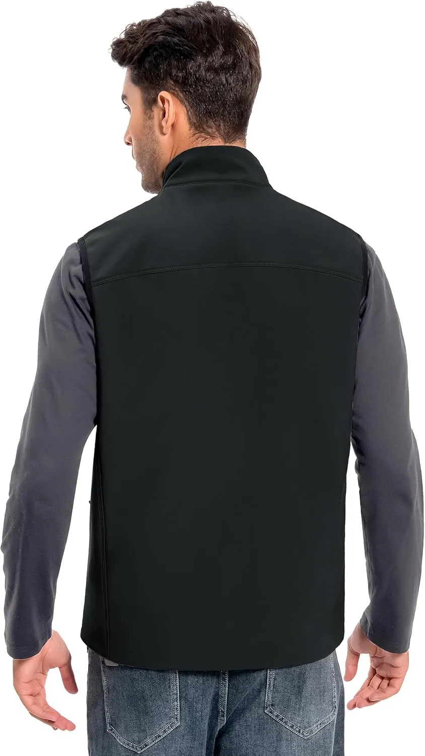 Pioneer Camp Mens Outerwear Golf Softshell Vest Windproof Fleece-Lined Lightweight Sleeveless Jacket for Travel Hiking