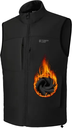 Pioneer Camp Mens Outerwear Golf Softshell Vest Windproof Fleece-Lined Lightweight Sleeveless Jacket for Travel Hiking