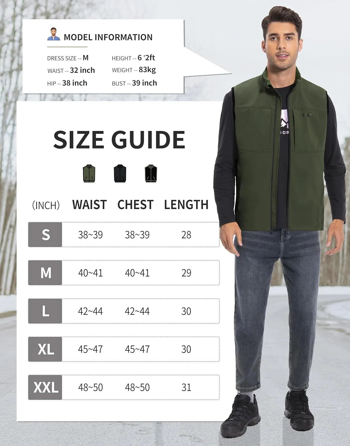 Pioneer Camp Mens Outerwear Golf Softshell Vest Windproof Fleece-Lined Lightweight Sleeveless Jacket for Travel Hiking
