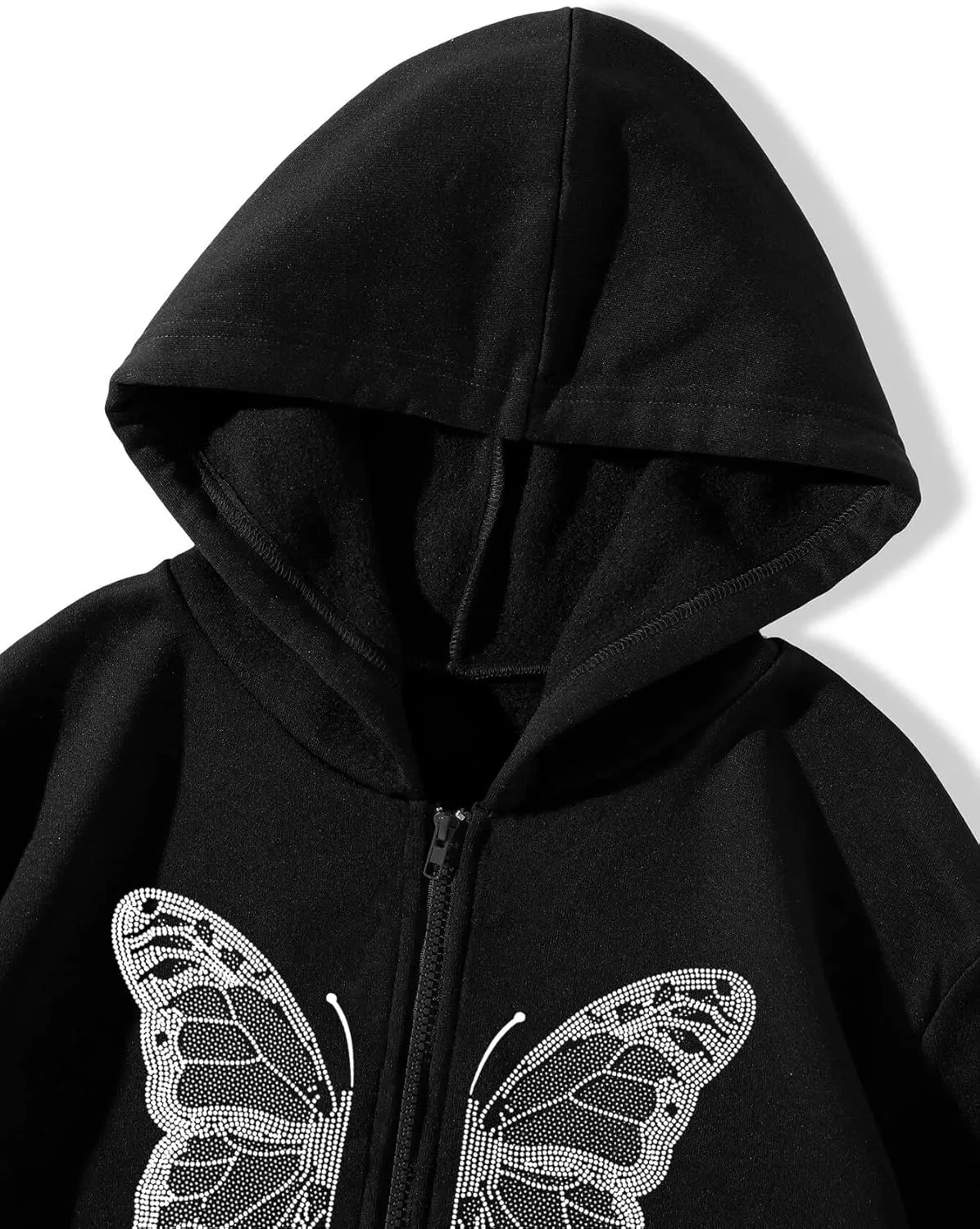 POHADON Women's Y2k Butterfly Zip Up Hoodie Oversized Graphic Print Sweatshirt Vintage Baggy Grunge Aesthetic Alt Emo Jackets