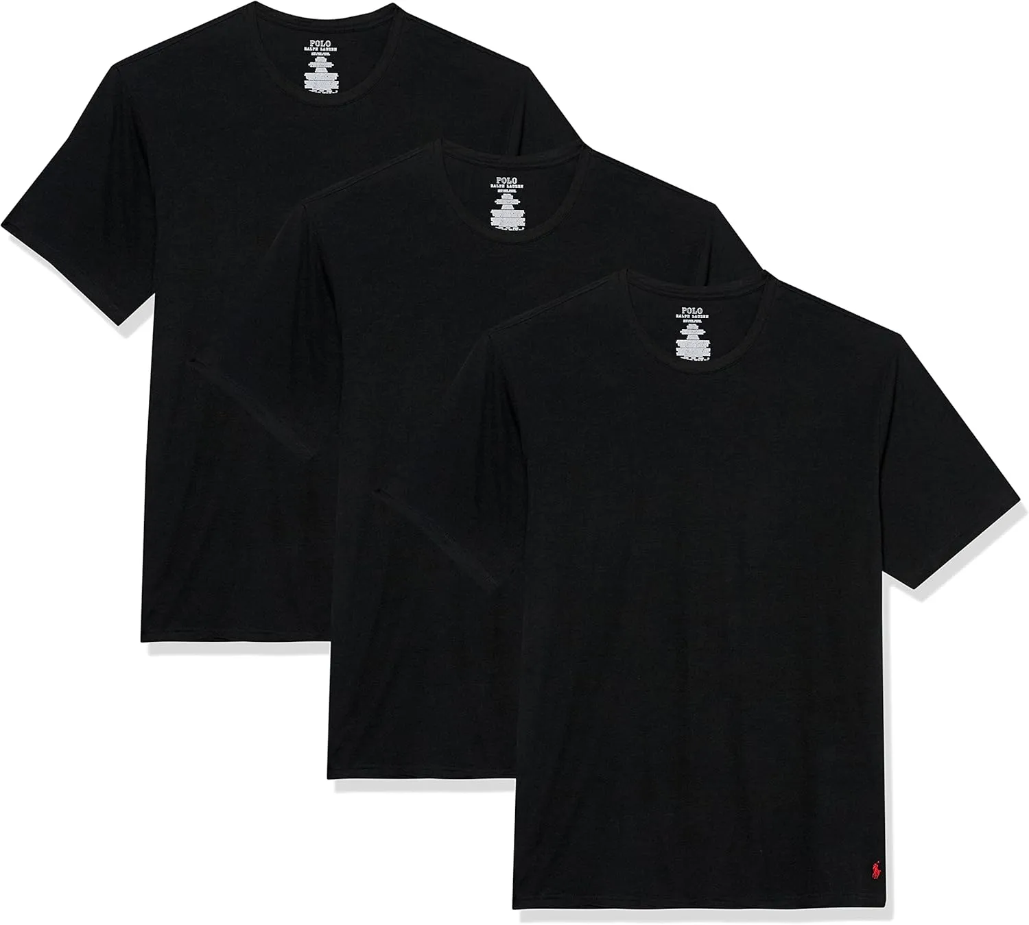 POLO Men's Classic Stretch Crew Tee Tall, Black/Red-3 Pack, 3X Big