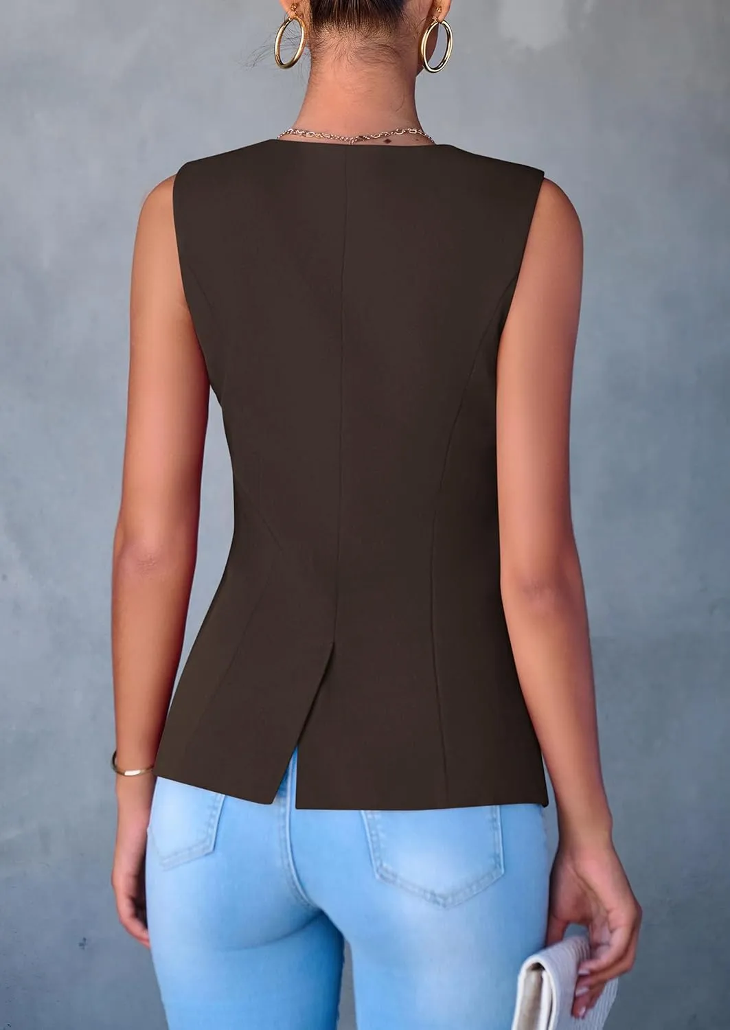 PRETTYGARDEN Women's Suit Vest Tops 2025 Summer Dressy Casual Business Button Sleeveless Trendy Fashion Blazer Waistcoat