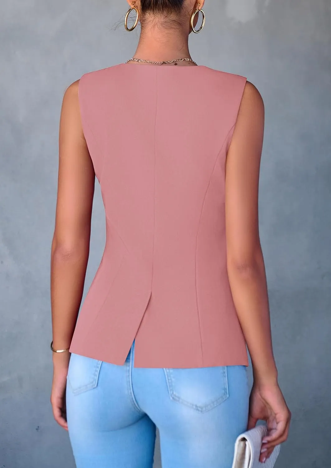 PRETTYGARDEN Women's Suit Vest Tops 2025 Summer Dressy Casual Business Button Sleeveless Trendy Fashion Blazer Waistcoat