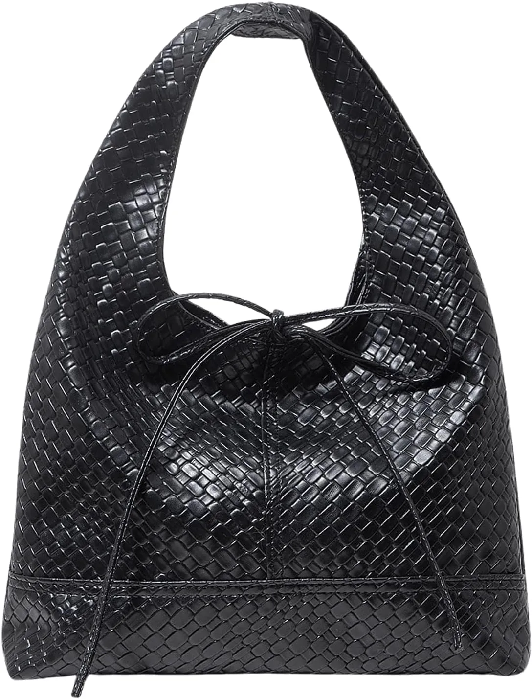 QWINEE Women's Leather Hobo Shoulder Bags Braided Bag Textured Bow Tie Front Handbags Shoulder Bag Vintage Bag