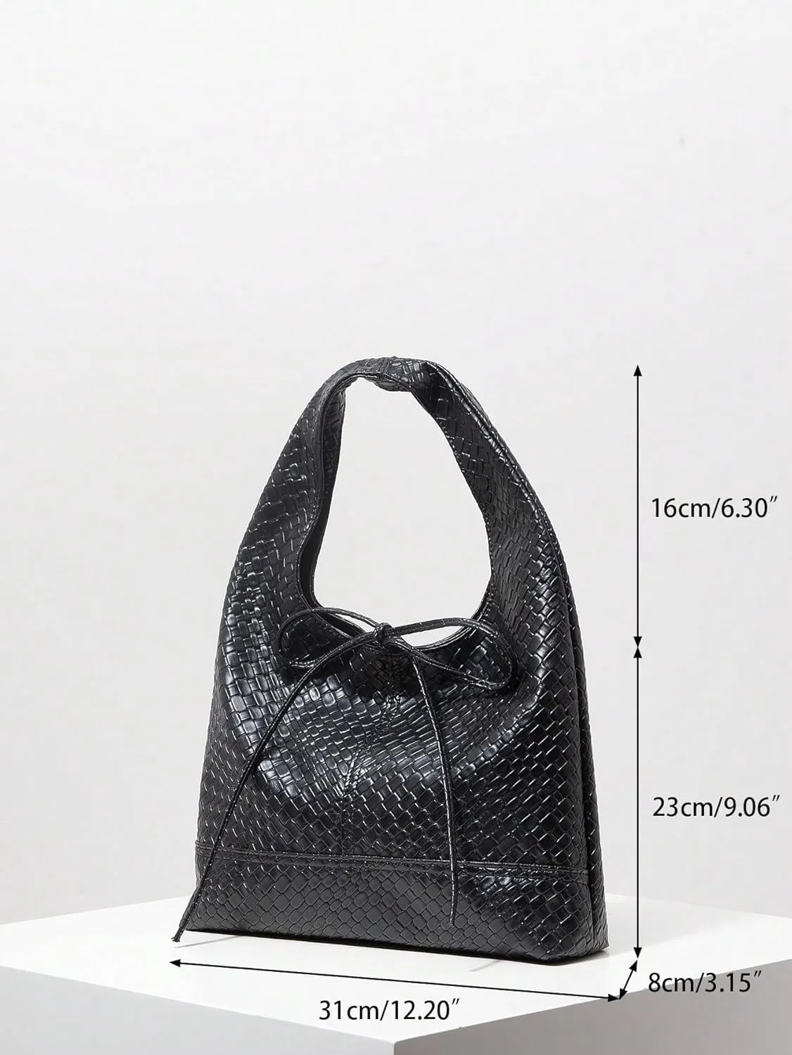 QWINEE Women's Leather Hobo Shoulder Bags Braided Bag Textured Bow Tie Front Handbags Shoulder Bag Vintage Bag