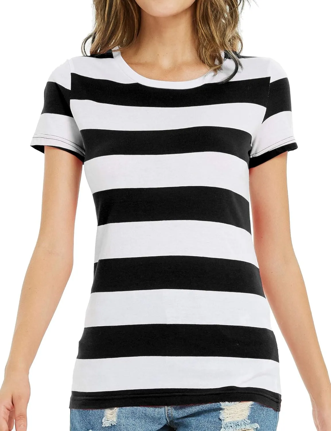 Rainbow T Shirt Women Striped Crew Neck Short Sleeve Stripes Tee Top Stripped